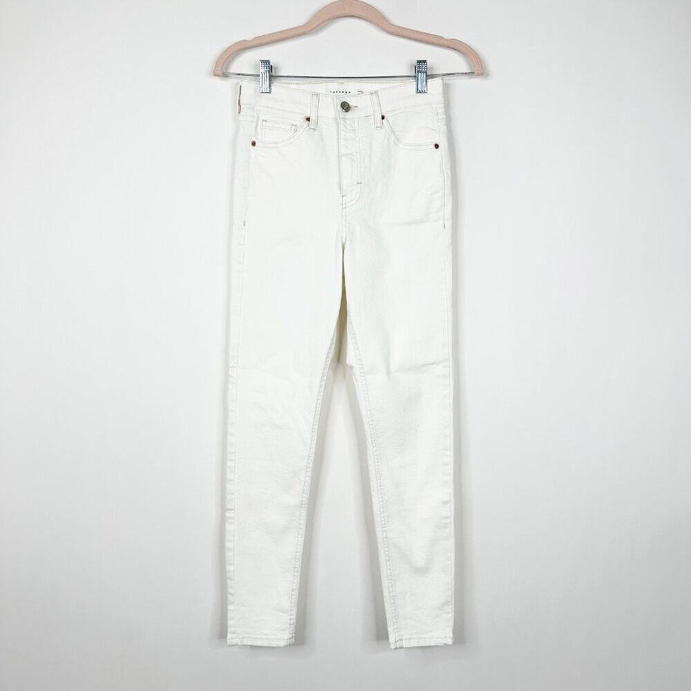 2/$30 Topshop Moto Jamie Jeans High Rise Skinny Cropped Stretch White W26 #9236 - Picture 5 of 12